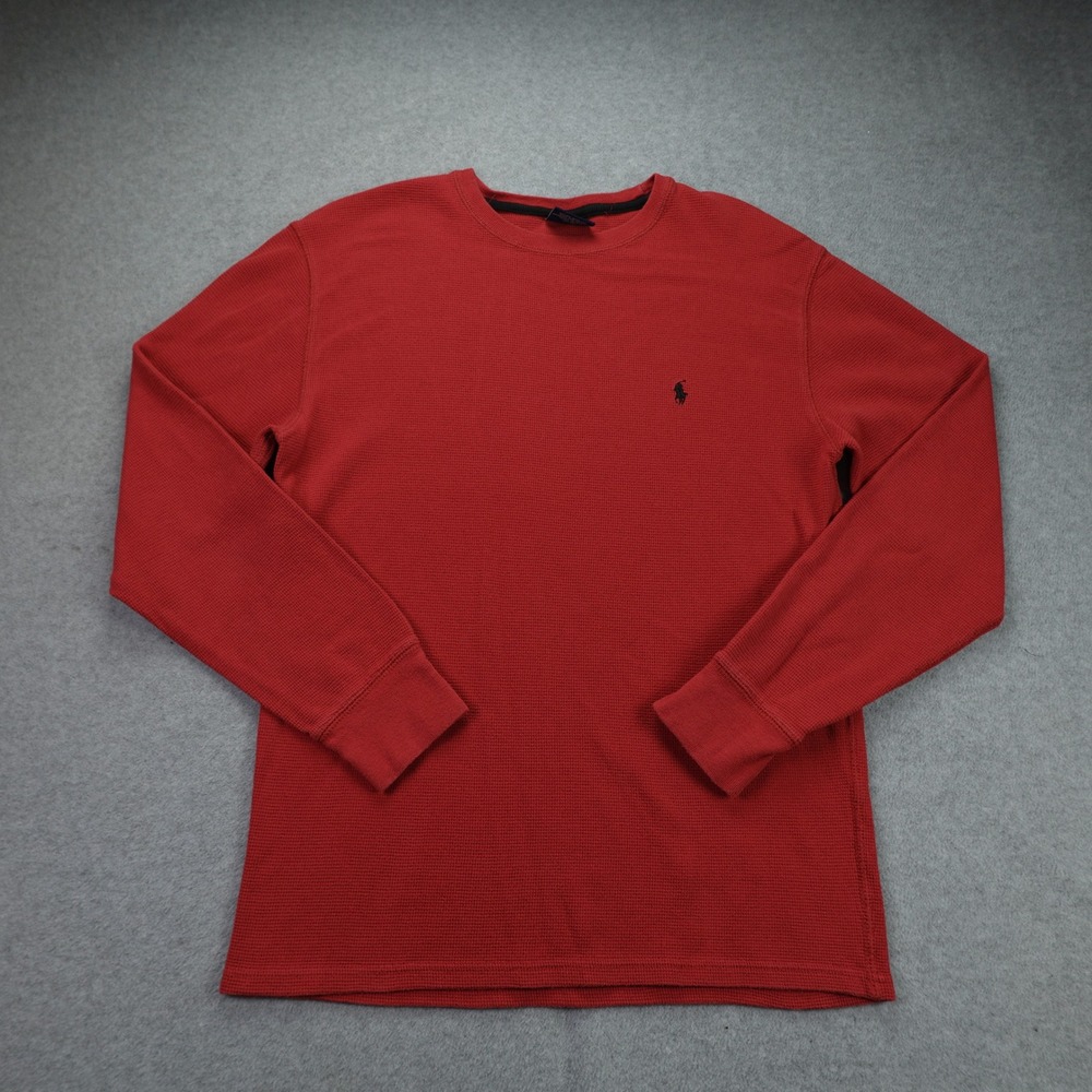 Polo Ralph Lauren Shirt Mens Large Red Casual Thermal Waffle Knit Sleepwear Top
